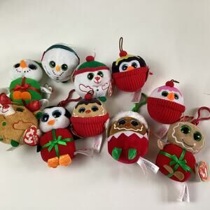 TY Holiday Baby Beanies Ornaments & Key Clips - 4 Key Clips & 6 Ornaments - NWT